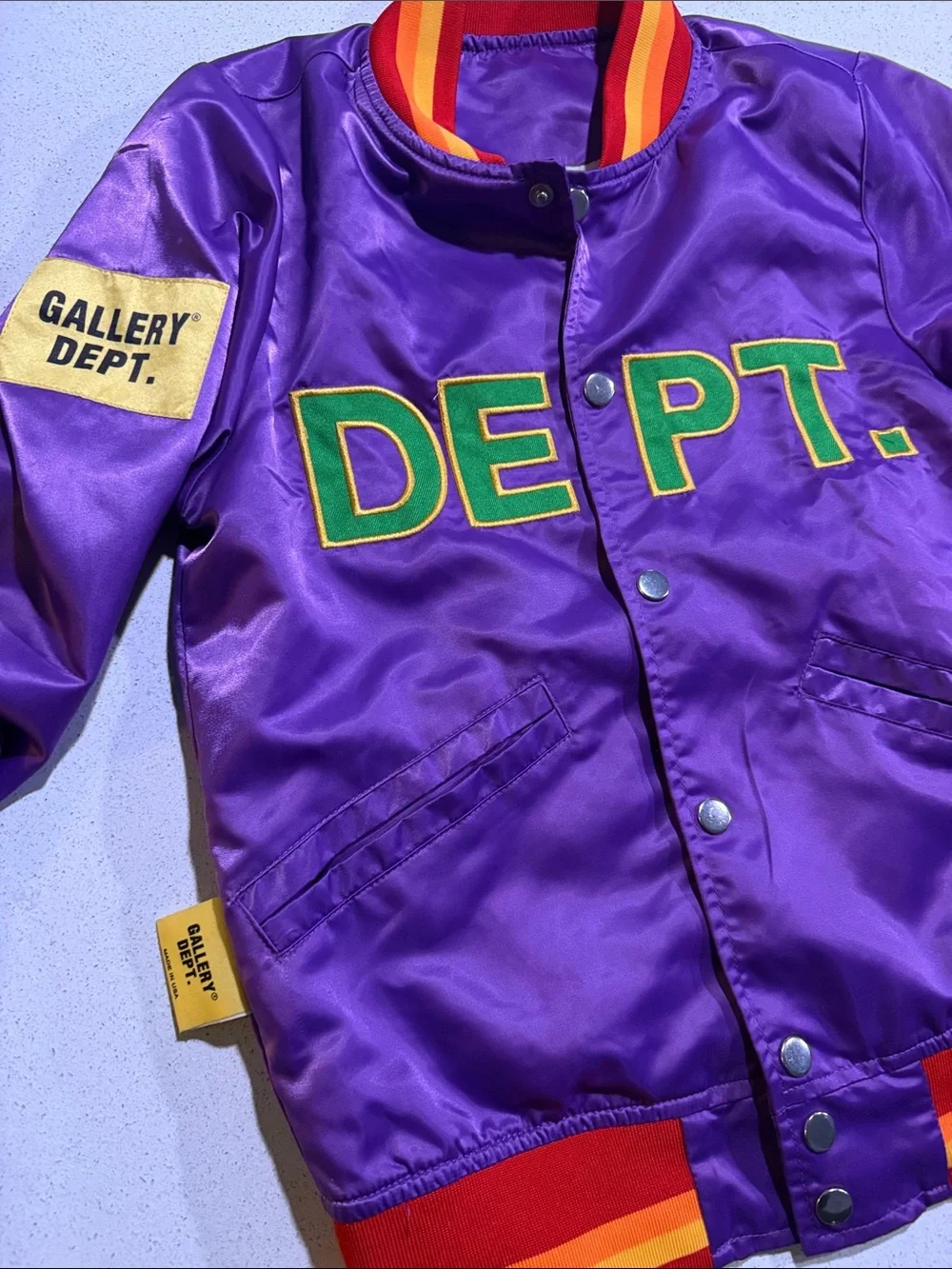 Gallery Dept Kids Purple Satin Varsity Jacket